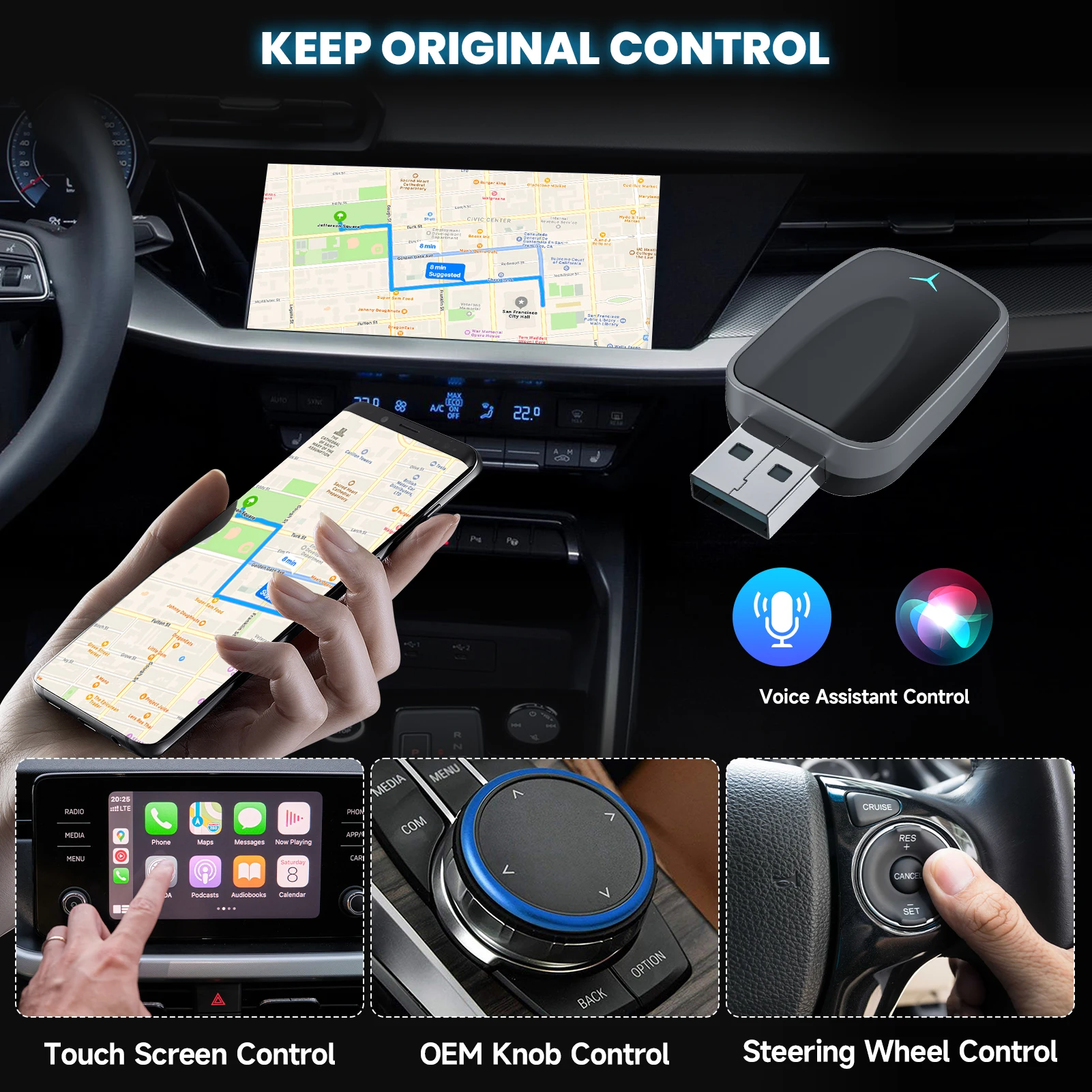 Kabelloser CarPlay- und Android-Auto-Adapter, Plug-and-Play-Dongle – Bild 6
