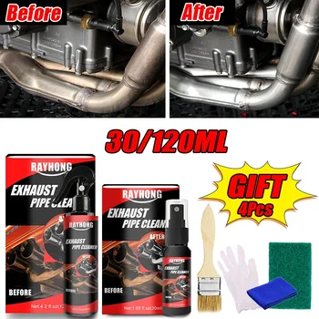 30/120 ml Auto Motorrad Auspuffrohr Reiniger Auto Rost Entferner mit Handschuhen und Pinsel Reparatur Wartung