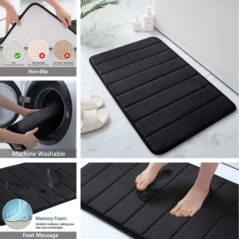 Super saugfähige Badematte, Memory-Schaum-Teppich, rutschfester – Bild 4
