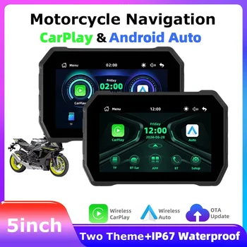5-Zoll Wireless CarPlay Moto Android Auto Digital Motorrad Armaturenbrett GPS Motorrad Navigation Zwei Themen