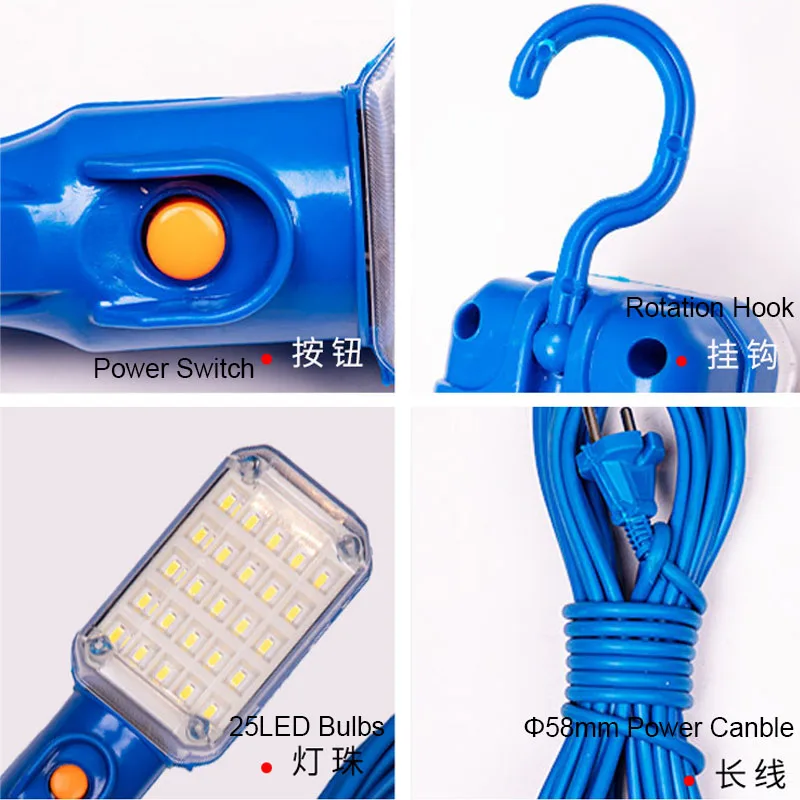 Tragbare 20W 25LED Werkstattlampe 220V Garagenarbeitsleuchte – Bild 3