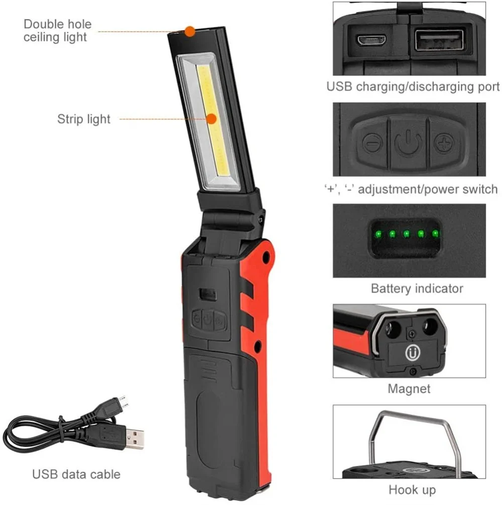 Tragbare LED-Arbeitsleuchte, USB wiederaufladbar, faltbar – Bild 2