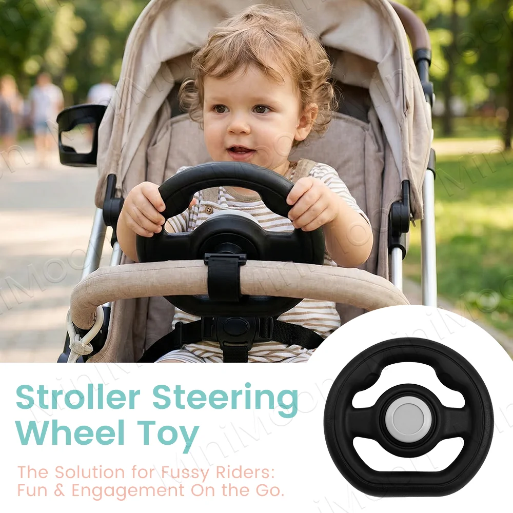 1 x universelles Spiel-Lenkrad für Kinderwagen und Buggys - abnehmbarer, unterhaltsamer Fahrzubehör
