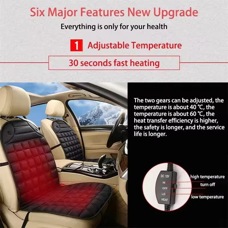 12V Auto-Heizkissen Beheiztes Sitzkissen Heizung Winterwärmer Sitz – Bild 6