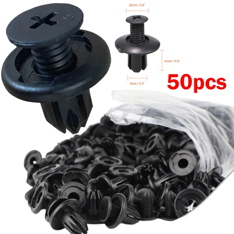 Auto 8mm Loch Kunststoff Nieten Verschluss Push-Clip (50 Stück) – Bild 5