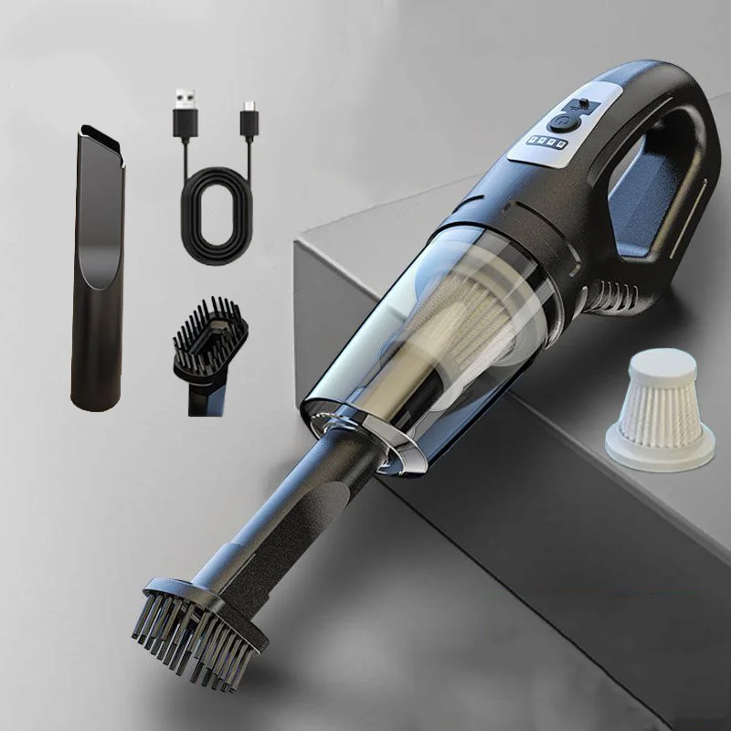 Kabelloser Auto-Staubsauger, USB-Aufladbar, Handstaubsauger, Tragbar, Leistungsstarke Saugkraft, Reiniger