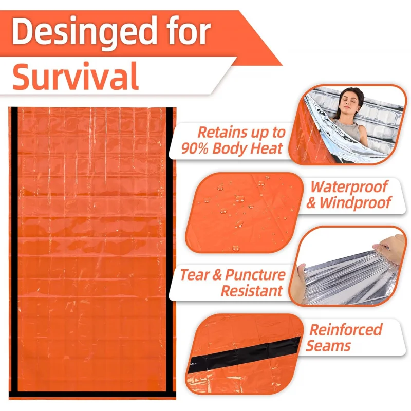 Notfall-Schlafsack, Überlebensdecke, Thermo-Mylar-Biwaksack, leichter – Bild 4