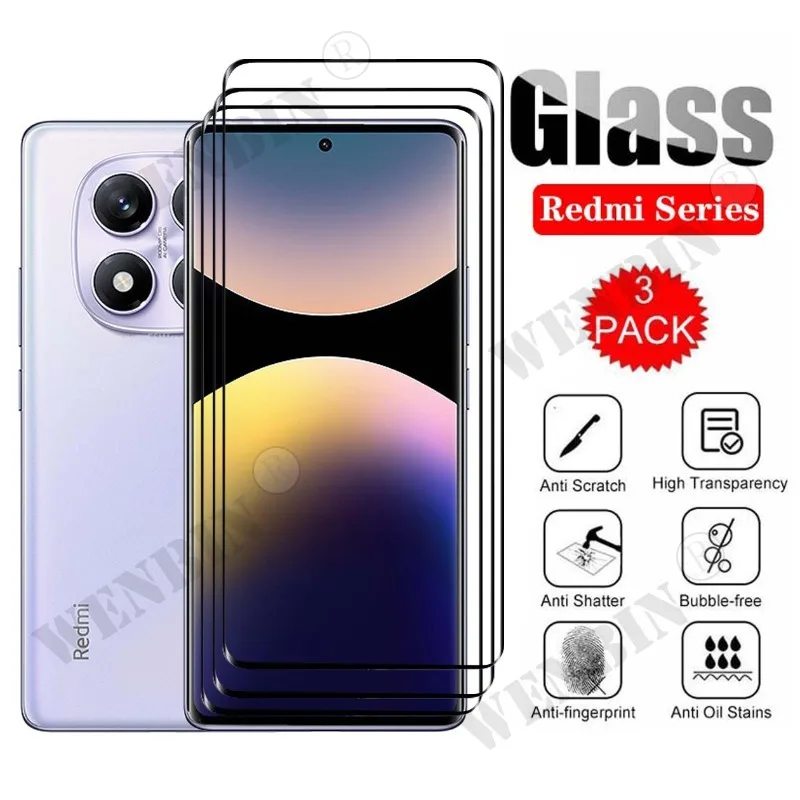 Panzerglas für Redmi Note 14 15 / Note 14 15 Pro / Note 14 15 Pro Plus Gebogener (3 Stück)