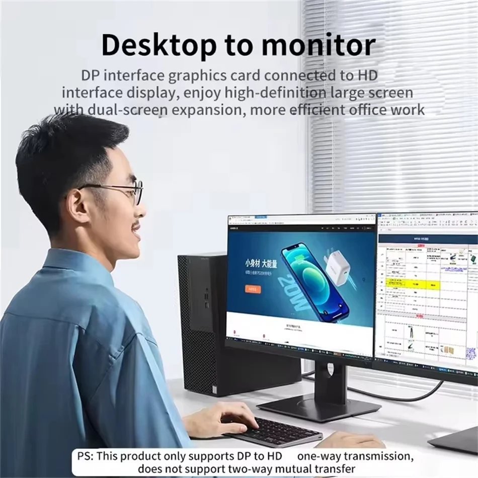 DisplayPort auf HDMI Kabel 4K, 1,8 m, für PC, TV und Projektor – Bild 3