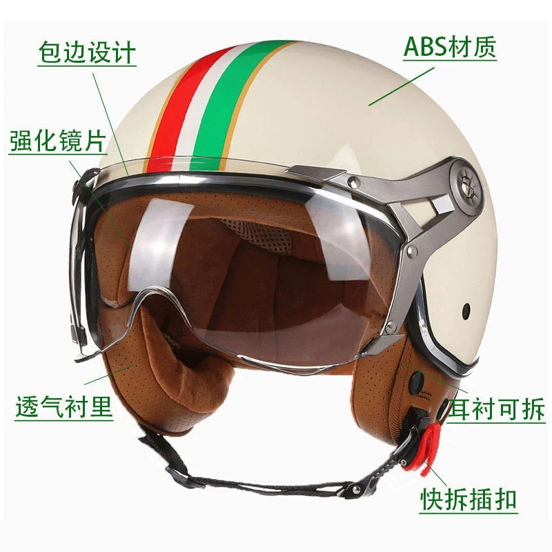 Open Face 3/4 Motorrad Helm Retro Motorrad Helme Vintage Chopper – Bild 4
