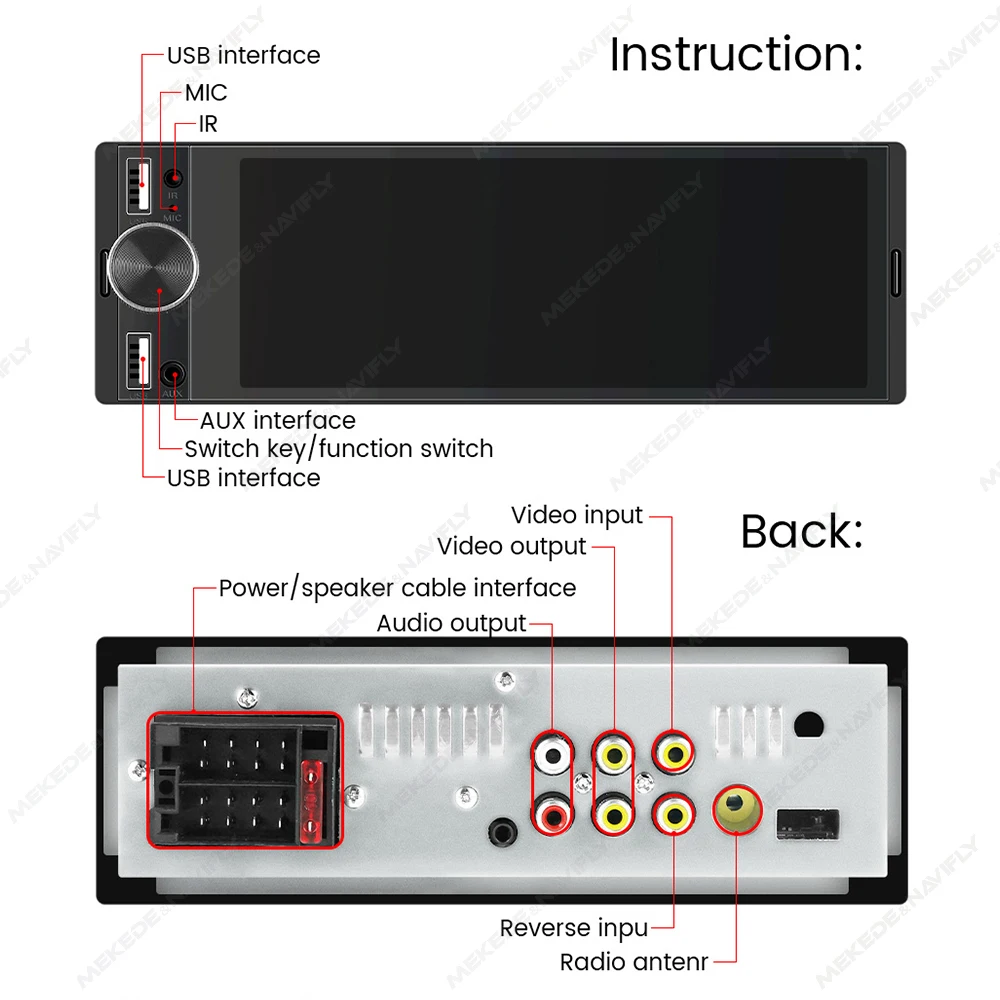 1DIN Universal MP5 6,86-Zoll Autoradio Unterstützung Drahtloses – Bild 3