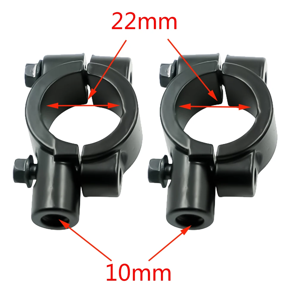 Motorrad Zubehör Schwarz Silber Spiegel Halterung Clamp Rückspiegel Halter Größe 22mm 10mm 8mm 10mm (2 Stück)