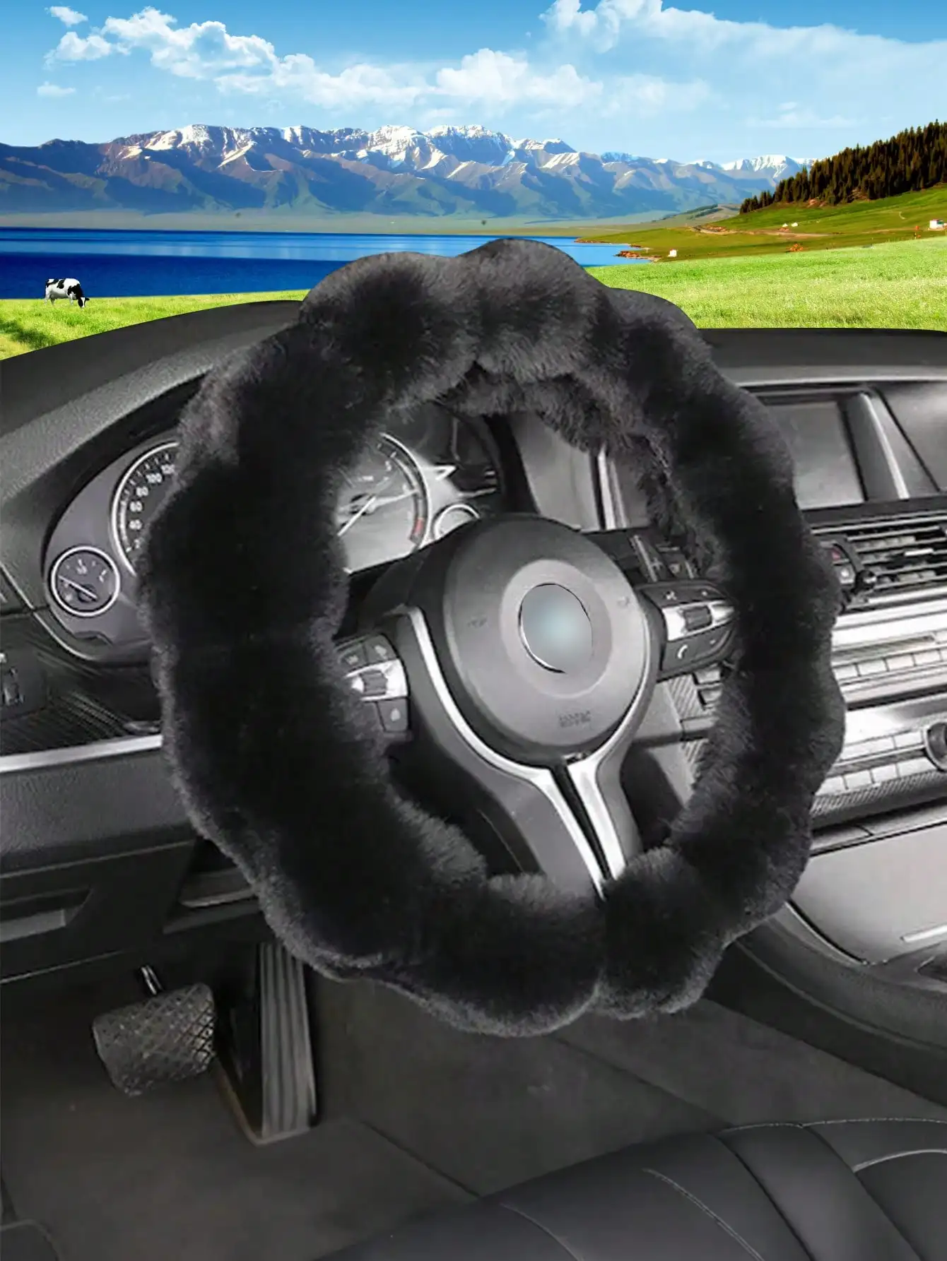 Flauschige Blasen-Plüsch-Lenkradabdeckung für Autos - warmer Winter, rutschfestes Design, universelle Passform