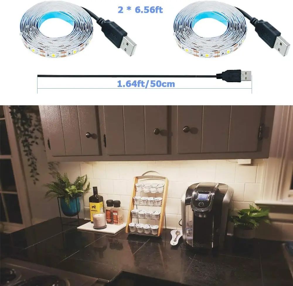 DC 5V USB LED-Streifen 2835 weiß warmweiß LED-Streifen Licht TV – Bild 4