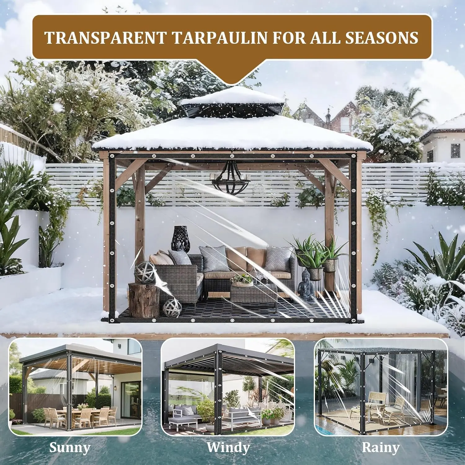 2x4m/2m Transparente Wasserdichte Plane, Reißfeste Abdeckplane – Bild 4