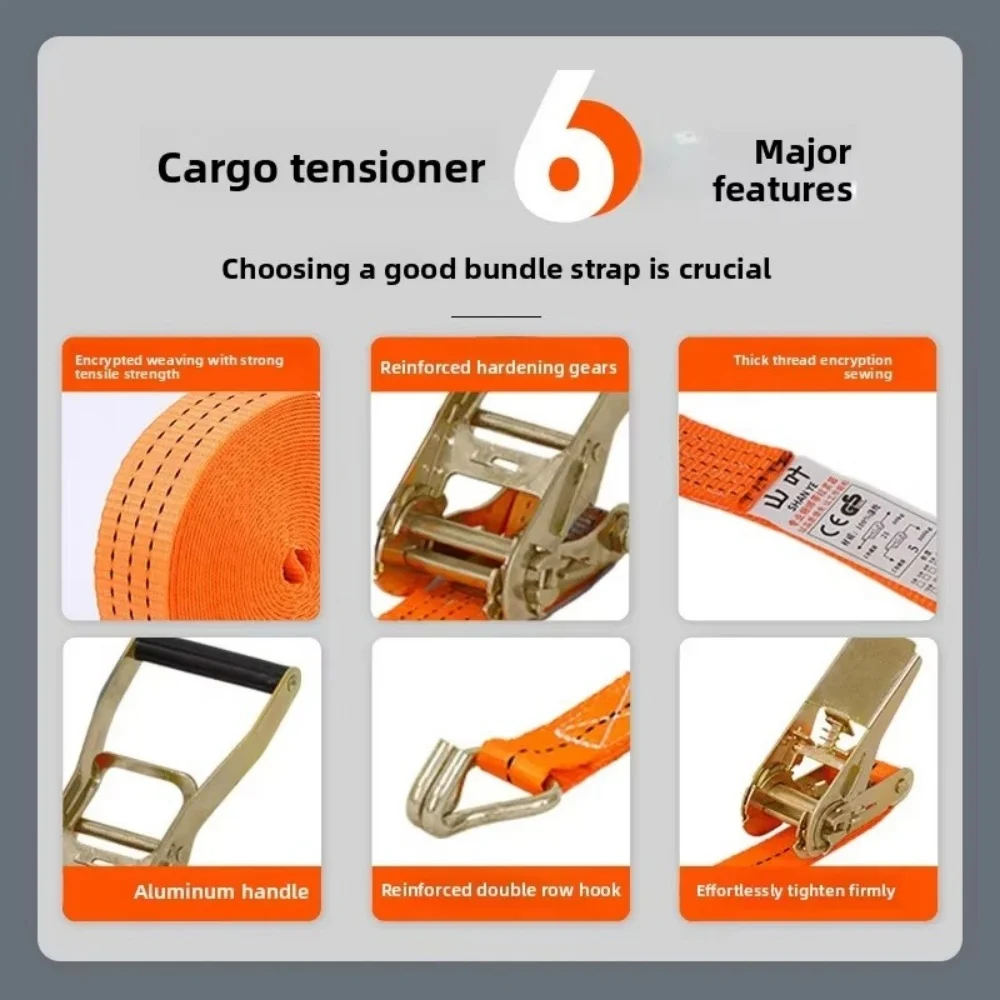 2m/3m/5m Spanngurt mit Ratsche, Spannseil für den Gütertransport – Bild 4