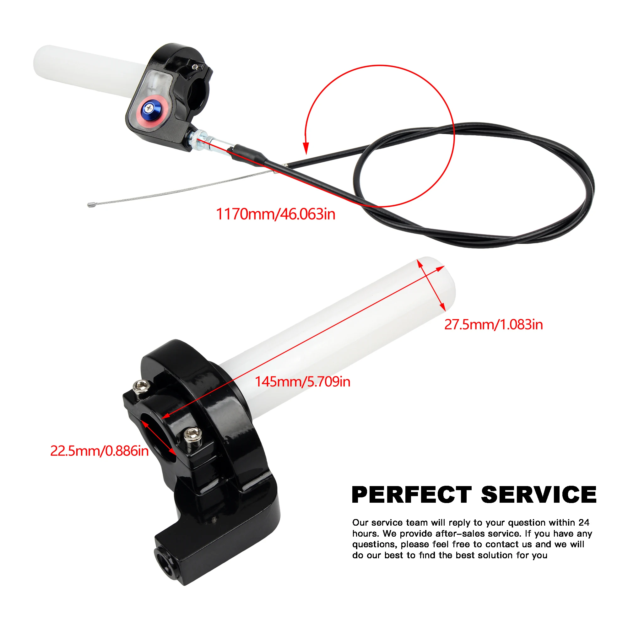7/8 "22mm Motorrad Quick Twist Gas Gasgriff Griffe Mit Gaszug 1200mm – Bild 6