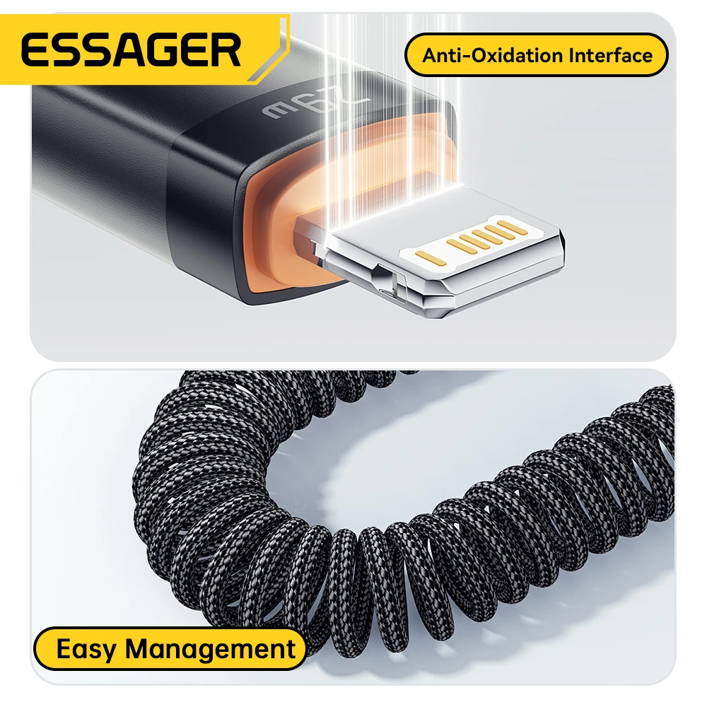 Essager Car Spring USB C auf Lightning-Kabel PD 29 W Schnellladung – Bild 6