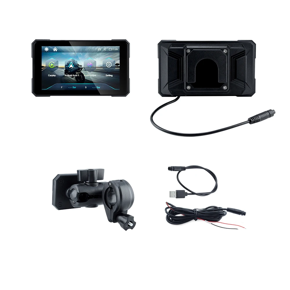EKIY 5-Zoll-Rotationsbildschirm für kabelloses Carplay, Android, Auto, Motorrad, TPMS, GPS-Navigation