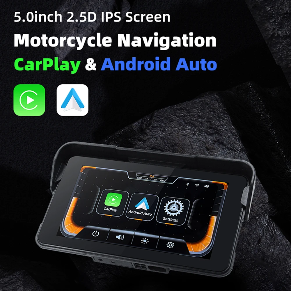 EKIY 5,0 Zoll Wireless CarPlay Moto Android Auto Tragbare Digitale – Bild 2