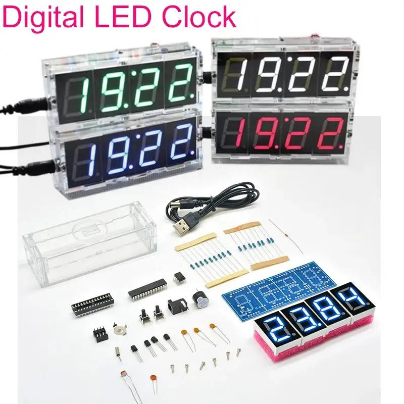 Elektronische Uhr DIY Kit LED Mikro controller Kit Digitaluhr Zeit Licht regelung Temperatur Thermometer DIY
