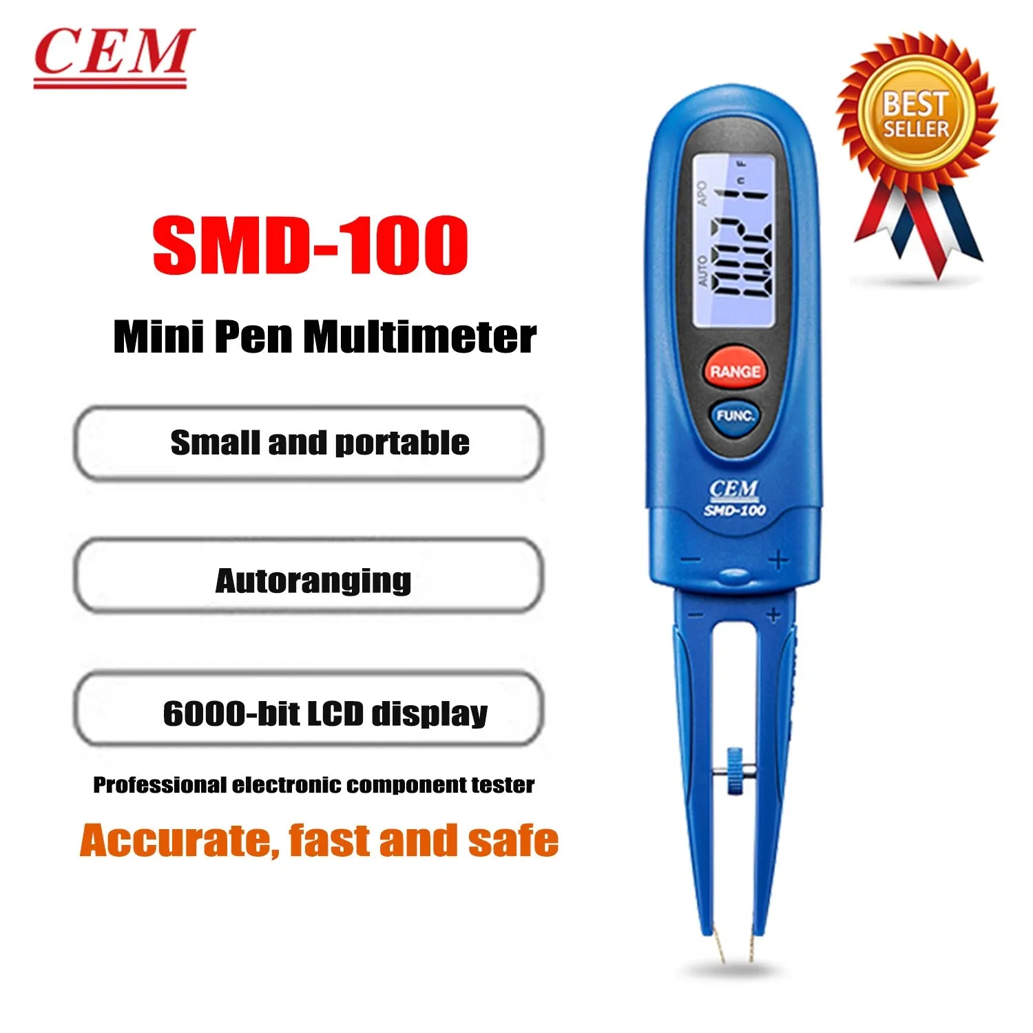 SMD-100 Intelligenter Tester für elektronische Bauelemente, 6000 Zählungen, LCD-Anzeige