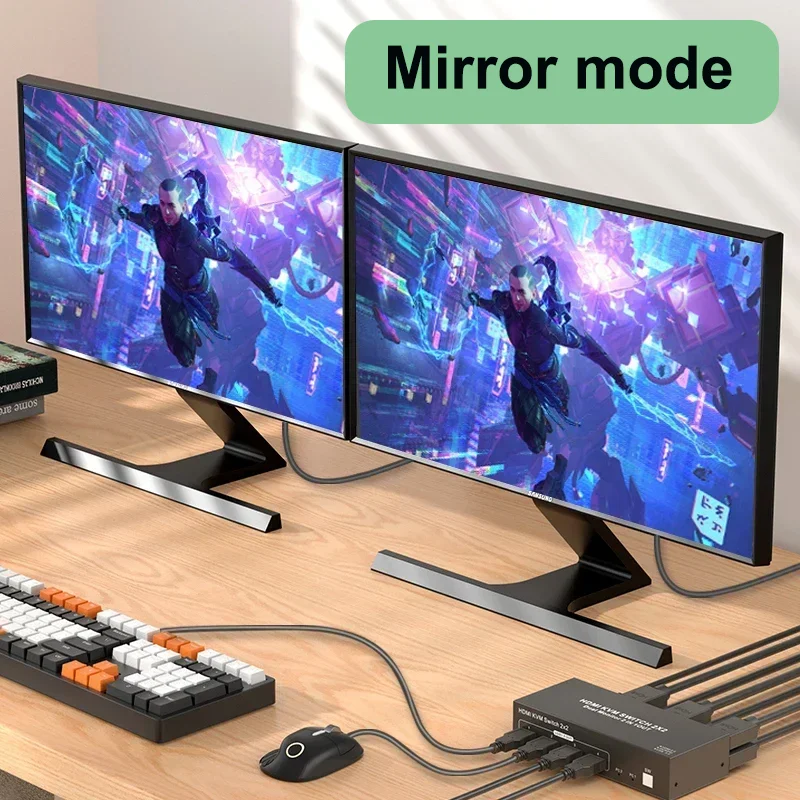 KVM-Switch 2×2 für zwei Monitore, 4K 60 Hz, HDMI 2.0 und USB 3.0 – Bild 3