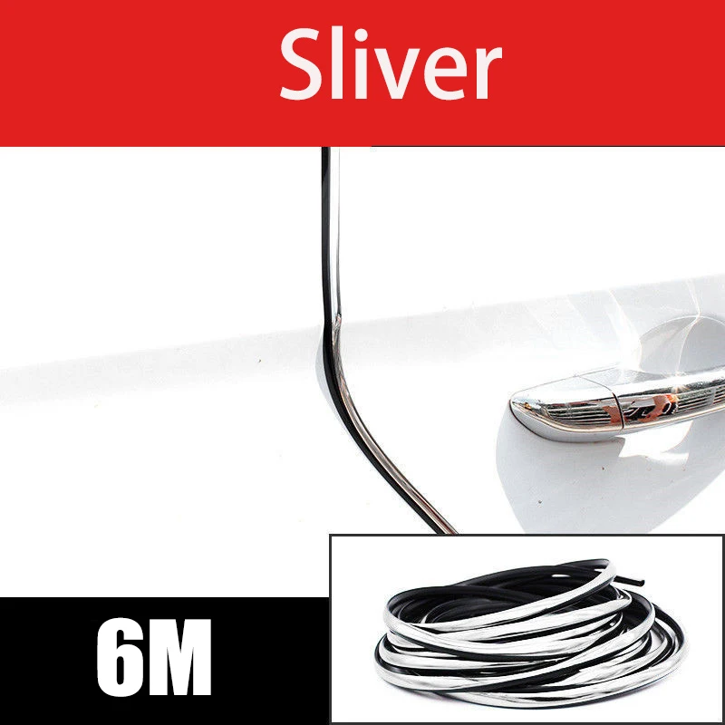 6M Auto Tür Chrom Moulding Trim Streifen Rand Scratch Schutz Abdeckung Streifen Rolle Chrom Styling Moulding