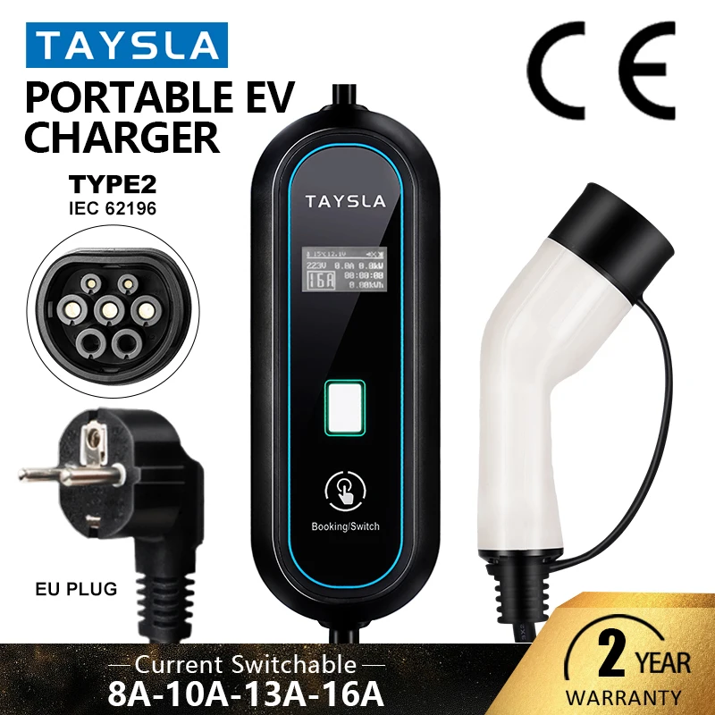 Taysla haushalts elektroauto ladegerät 16a max 220v tragbares ev ladegerät typ 2 iec ladekabel für elektro