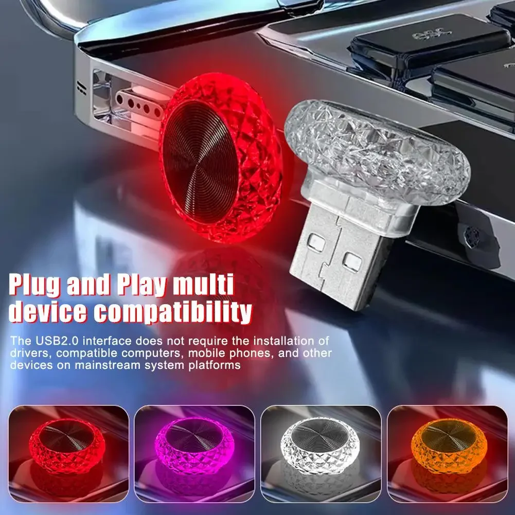 Auto-USB-Ambientelicht, tragbare Mini-LED-Atmosphärenlampen, Innenraum-Dekorationsleuchten für Auto