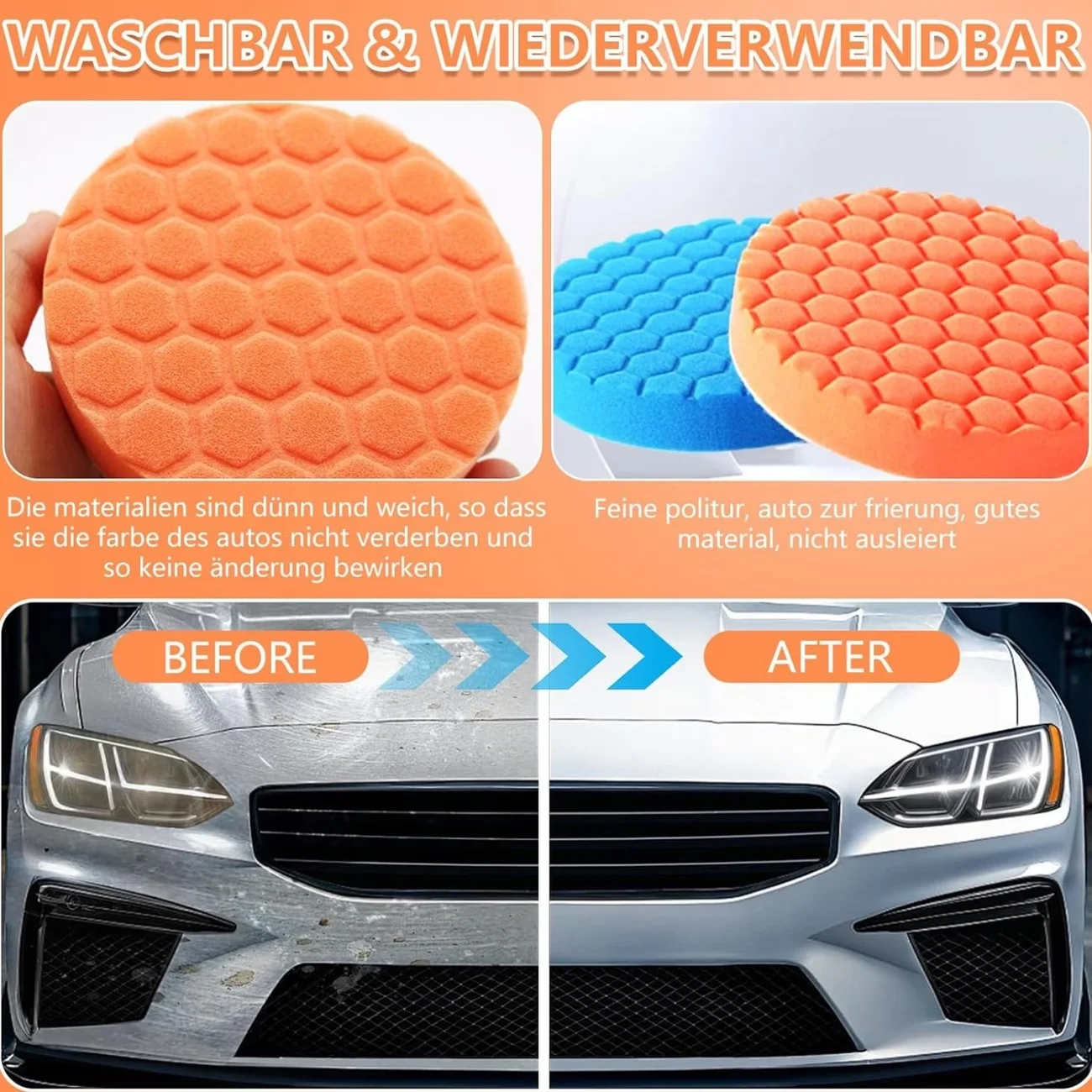 4/5/6 Zoll 8-teiliges Auto-Polierpad-Set, selbstklebende Polier – Bild 5