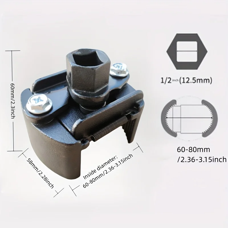 Universeller verstellbarer Ölfilterschlüssel mit zwei Backen, 60-80 mm – Bild 3