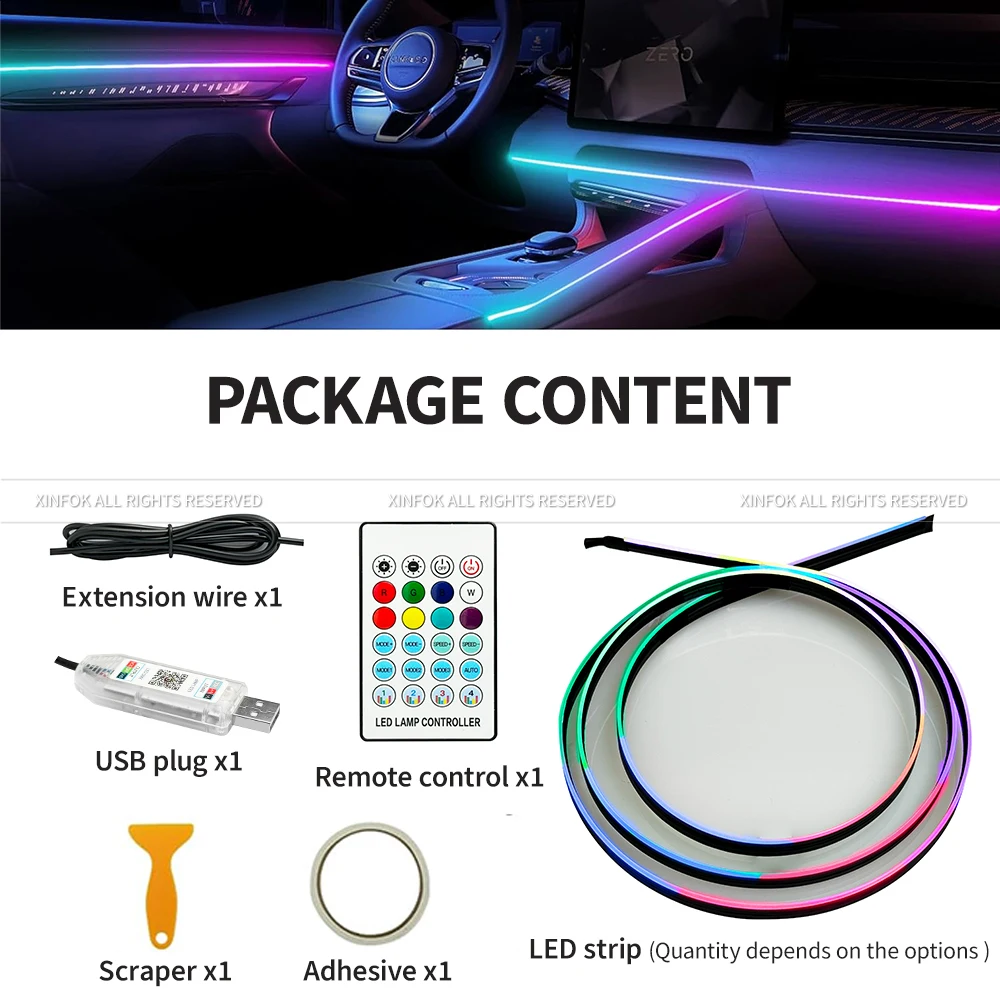 110 cm APP Control Auto Umgebungs Lichter LED Innen RGB Symphonie – Bild 3
