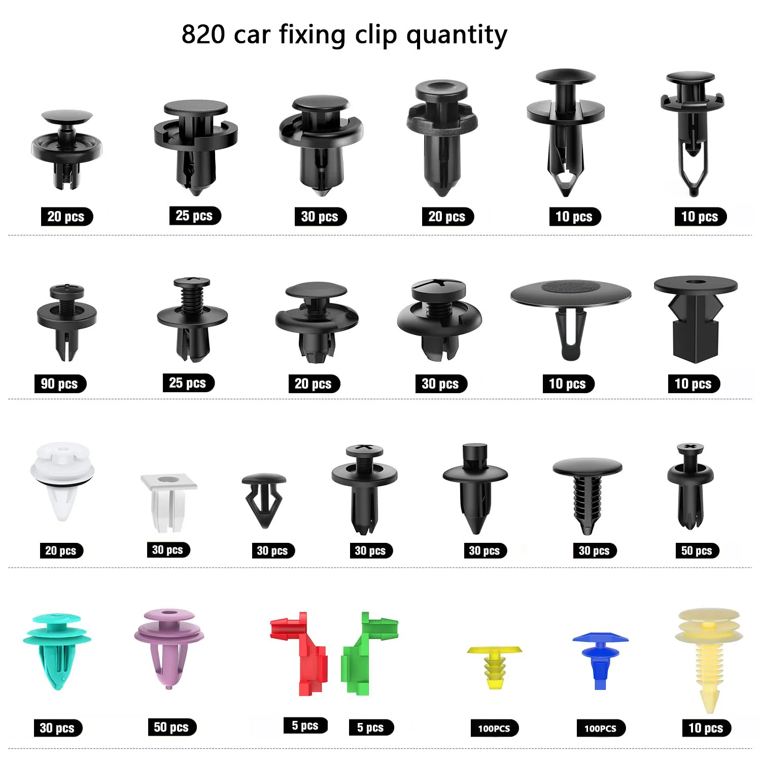Auto Clips Kit Stoßstange Nieten Befestigungen Auto (925 Stück) – Bild 3