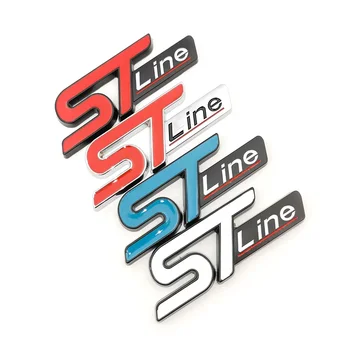 Metall Rot Blau ST linie Aufkleber Auto Kopf Emblem Abzeichen Chrom Aufkleber für FORD FIESTA FOCUS MONDEO