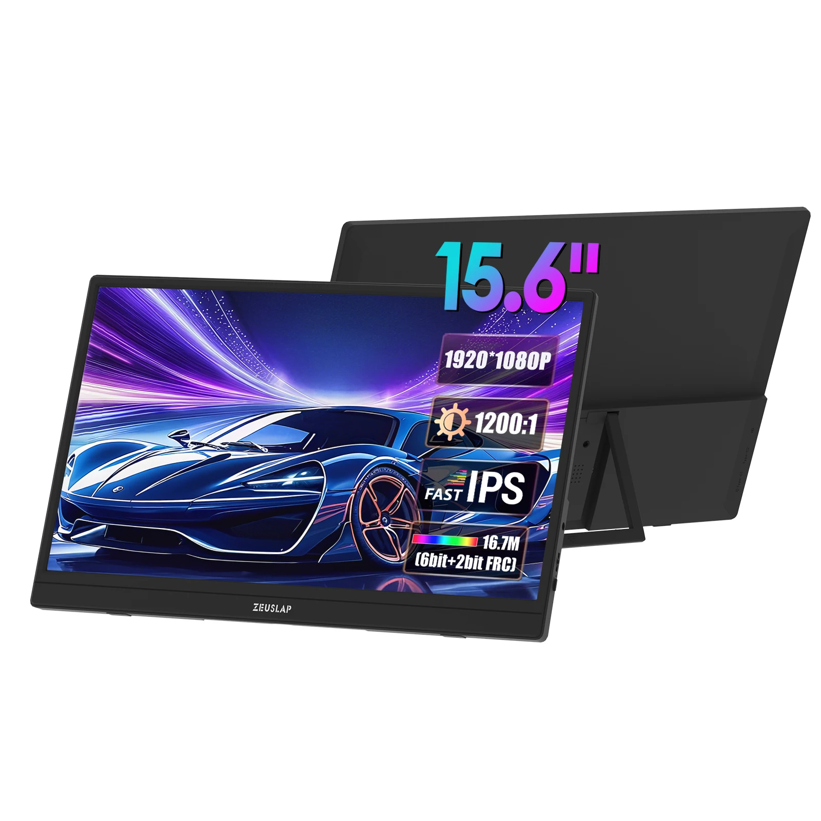 ZEUSLAP 15,6" FHD 1920x1080P IPS Panel USB-C HDMI Quelle Tragbarer Monitor für Telefon, Laptop, PC, Nintendo