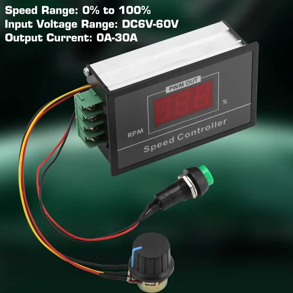 DC 6-60V 12V 24V 36V 48V 30A PWM DC Motor Drehzahlregler Regler – Bild 6