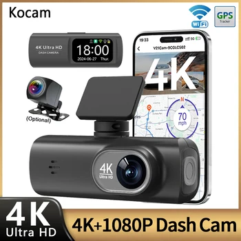 UHD 4K WiFi Dash Cam Dual Lens Fahren Recorder Auto DVR Optional 1080P Hinten Objektiv Kamera GPS 24H