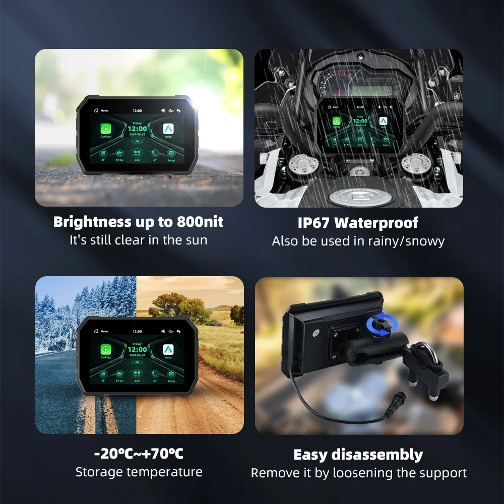 5-Zoll Wireless CarPlay Moto Android Auto Digital Motorrad – Bild 5
