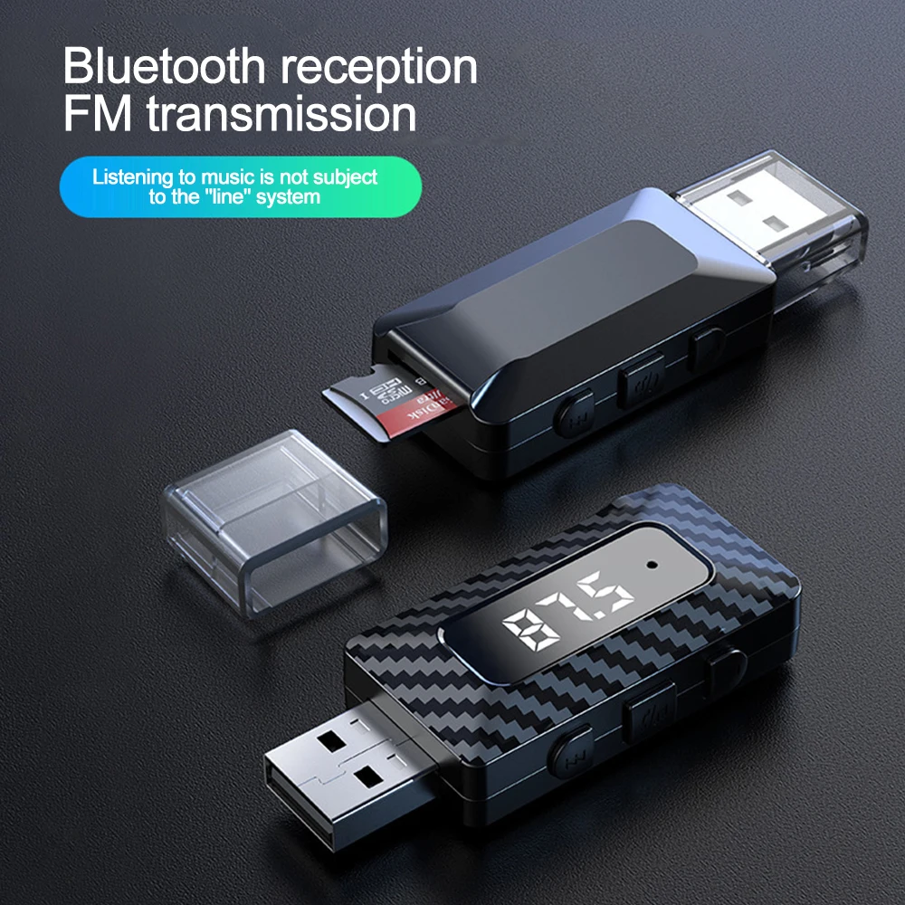 Auto Bluetooth 5,3 FM Sender Empfänger Freisprechen Anruf Mini USB Power Wireless Adapter Auto Audio Für Auto