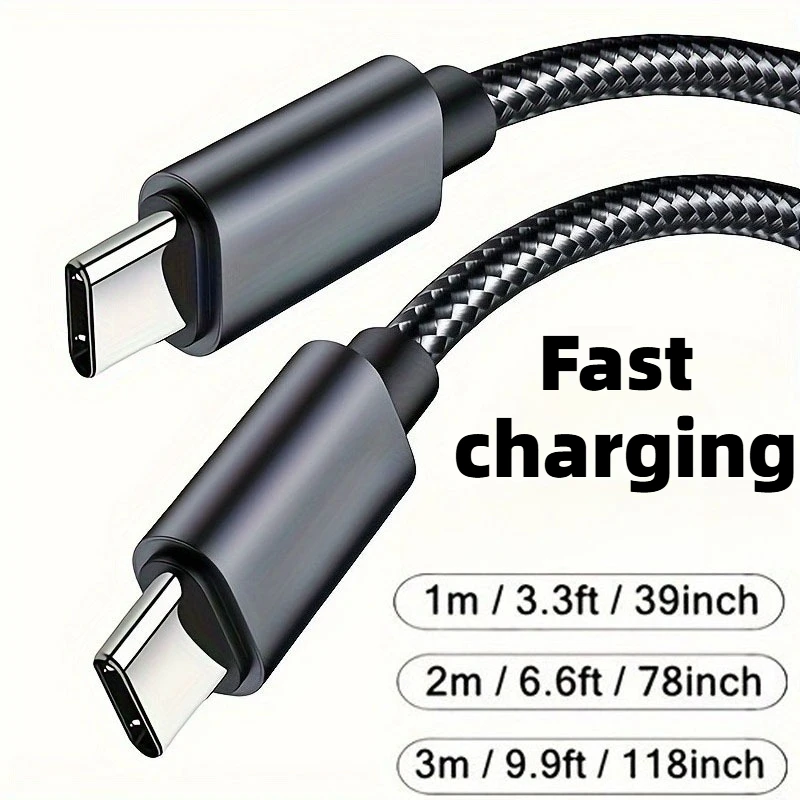 60W Schnellladegerät Typ C auf Typ C 1M 2M 3M Kabel PD Schnellladegerät Datenkabel