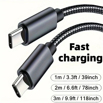 60W Schnellladegerät Typ C auf Typ C 1M 2M 3M Kabel PD Schnellladegerät Datenkabel