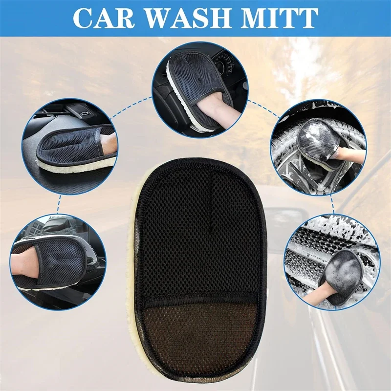 Auto Reinigung Schwamm Handschuh Auto Polieren Waschen Mitt Handschuhe – Bild 5