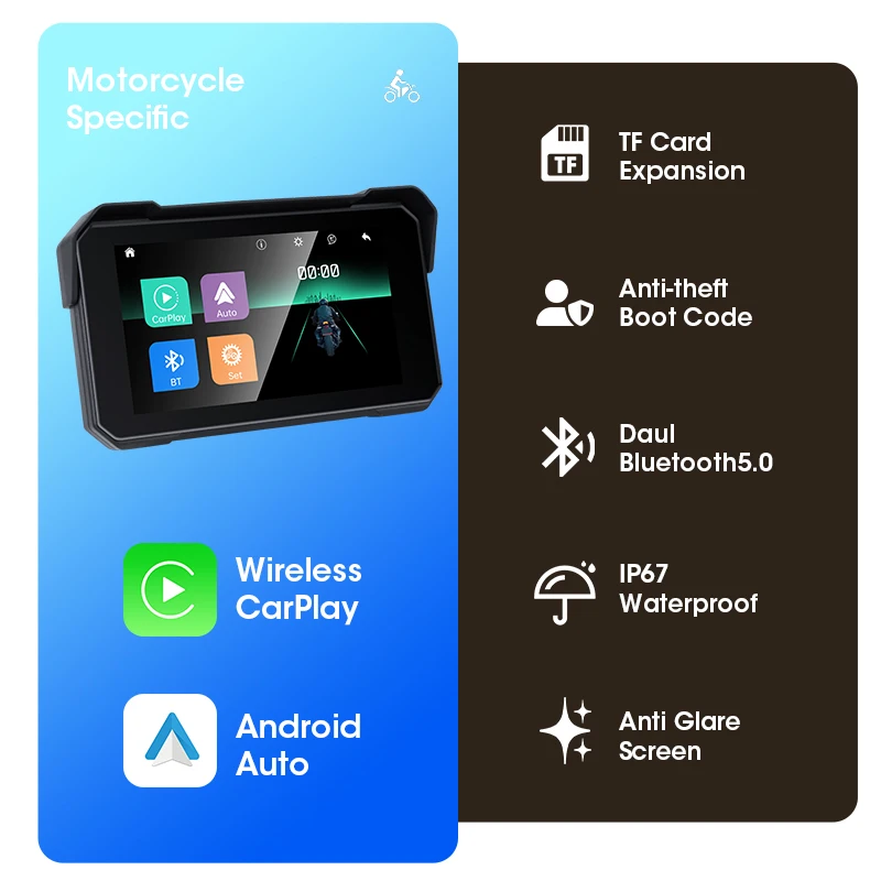 Jansite Motorrad Display Bildschirm Carplay Moto Navigation Tragbare – Bild 3