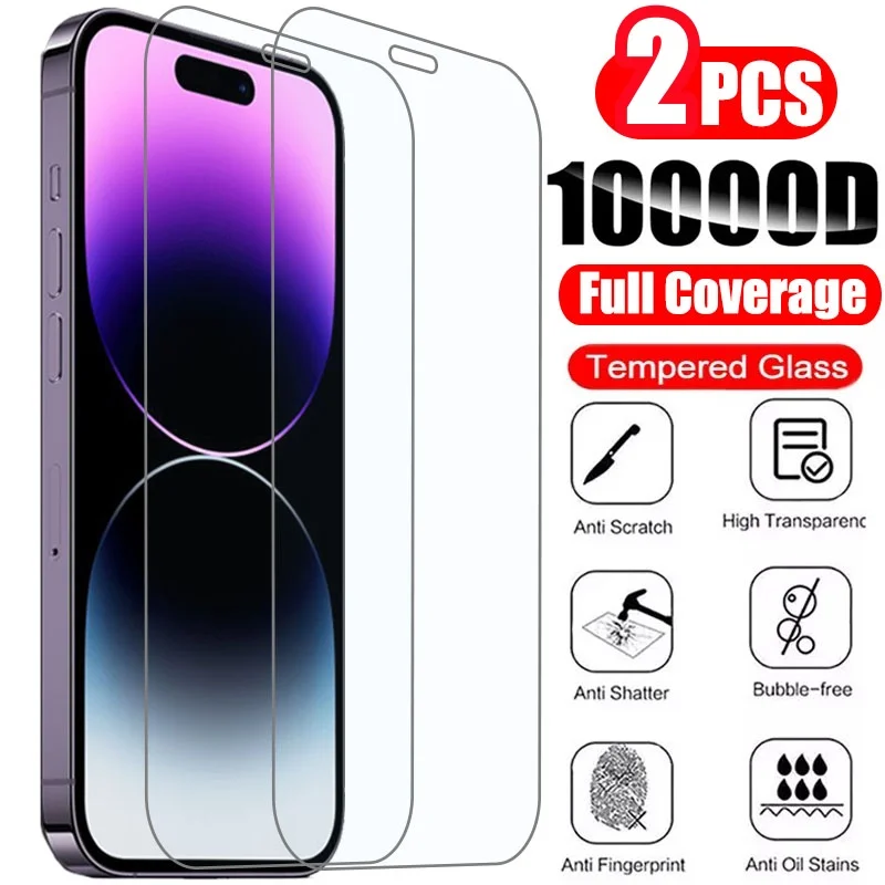 Gehärtetes Glas für iPhone 14 13 12 11 Pro Max Displayschutzfolie für IPhone 12Mini 13Mini 7 8 15 (2 Stück)
