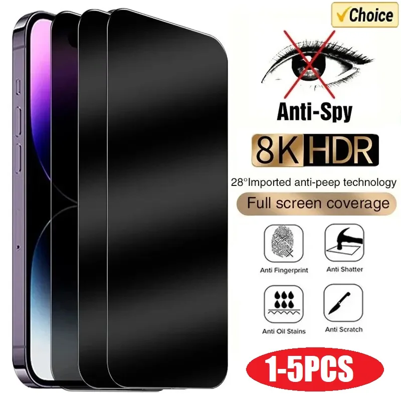 Anti-Spy Glas für iPhone 15 14 13 12 11 Pro Max Mini X XS XR 7 8 6 Plus Privatsphäre Displayschutzfolie