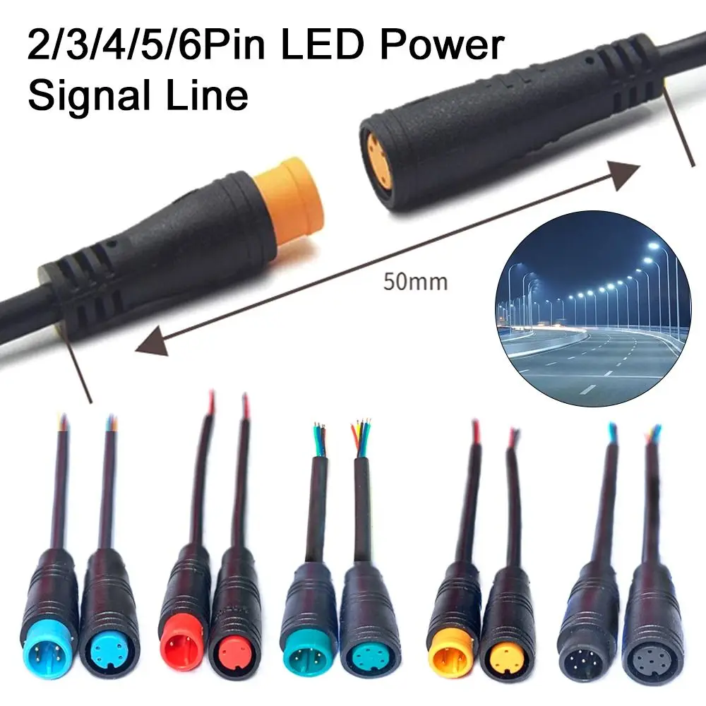 Schwarzes E-Bike-Zubehör, optionaler Kabelsockel-Stecker, wasserdichter Stecker, 2/3/4/5/6-poliger