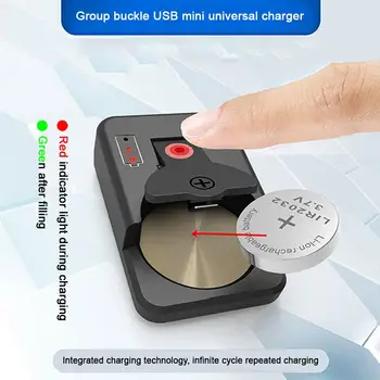 Tragbares Knopfbatterieladegerät, universelles Mini-Knopfzellen-Ladegerät mit LED-Kontrollleuchte für LIR2016