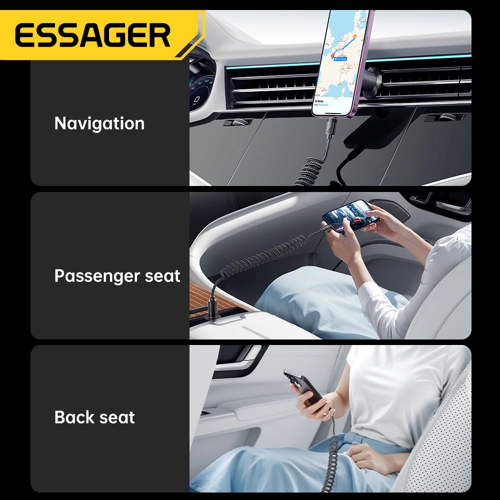 Essager Car Spring USB C auf Lightning-Kabel PD 29 W Schnellladung – Bild 3