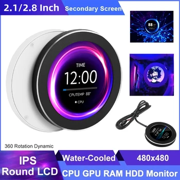 2,1 2,8 Zoll IPS Sekundärbildschirm 480x480 USB wassergekühlte runde LCD-CPU GPU RAM HDD-Überwachung NO AIDA64